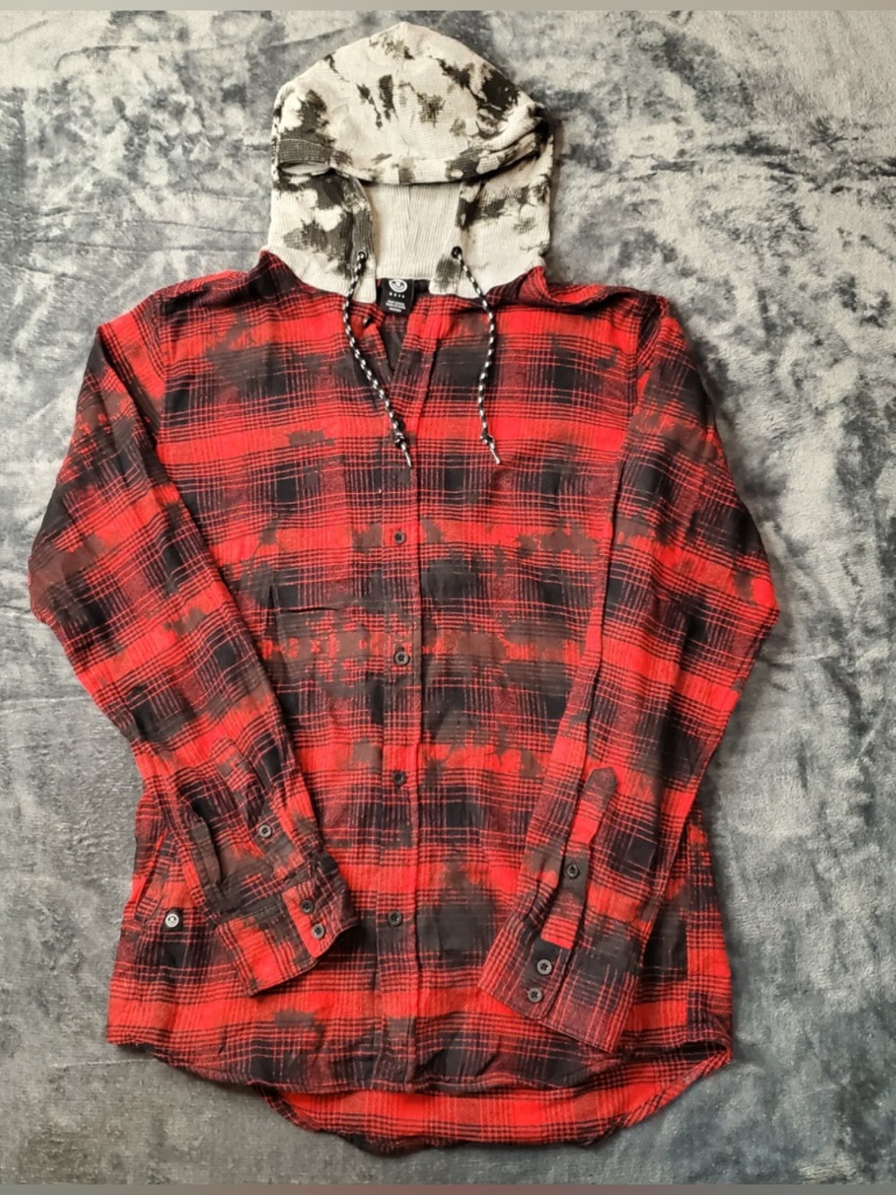 Neff Red and Black Plaid Flannel Hoodie